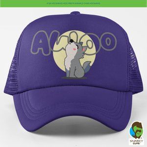 Awoo Wolf Dog Howl Foam Trucker Snapback Cap PURPLE